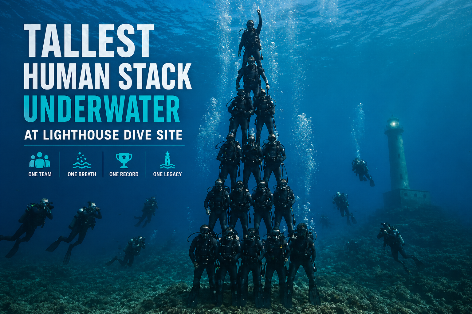 Tallest Human Stack Underwater at Lighthouse Dive Site