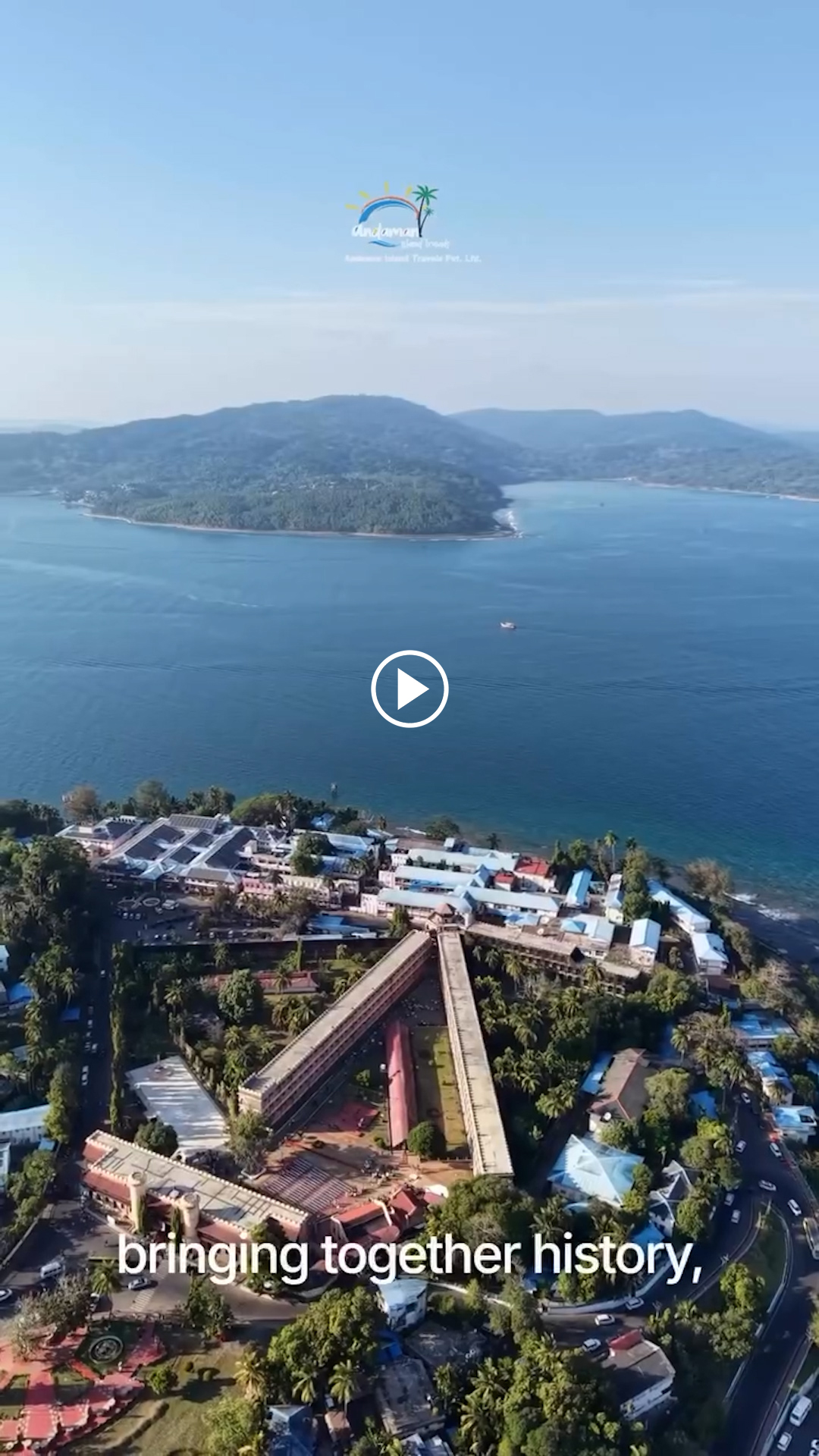 Aerial view of Port Blair and the Andaman coastline