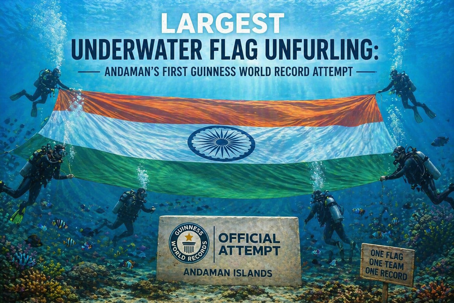 Largest Underwater Flag Attempt at Radhanagar Beach